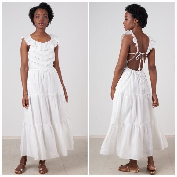 Sea New York Women's Shannon White Scallop Dress Open‎ Back Size Large - Picture 1 of 7
